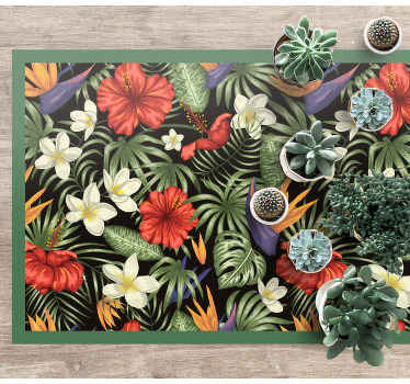 Tapis vinyle plantes motif tropical coloré - TenStickers