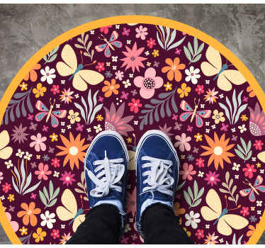 Vinylový koberec z viacfarebných motýľov a kvetov - Tenstickers