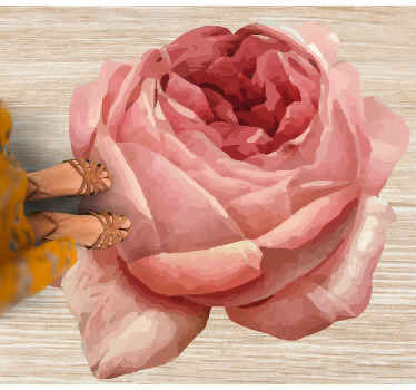 Alfombra vinílica flores exuberante flor rosa - TenVinilo