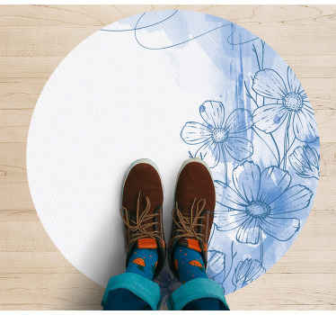 Sinisiä ohuita kukkia Luonto vinyylimatto - Tenstickers