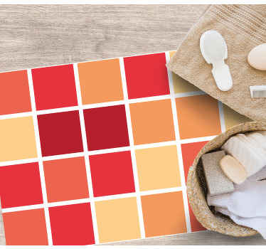 Tapete vinílico casa de banho padrões quadrados coloridos - TenStickers