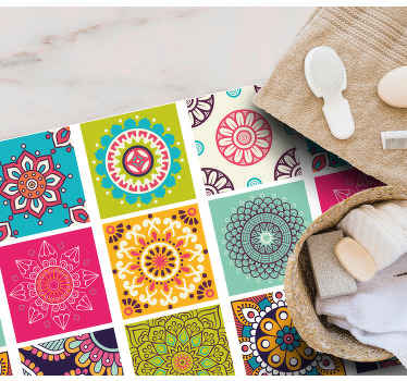 Tapis vinyle salle de bain carreaux marocains - TenStickers