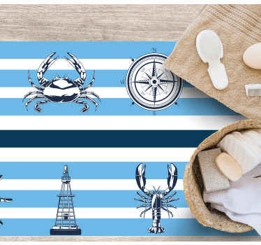 Tapis vinyle salle de bain thèmes nautiques côtiers - TenStickers