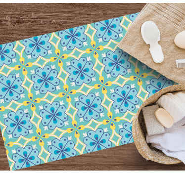 Alfombra vinílica hidráulica elementos florecientes - TenVinilo