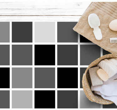 Grå og sort mønster fliser tæppe - TenStickers