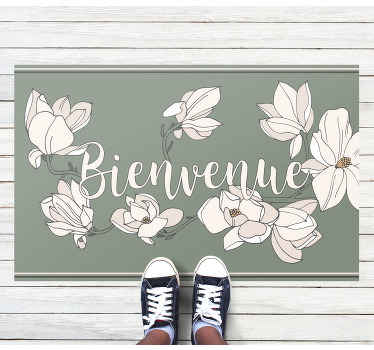 Tapis vinyle citation Phrase avec des fleurs - TenStickers