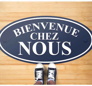 Tapis vinyle Texte Bienvenue fond bleu foncé - TenStickers