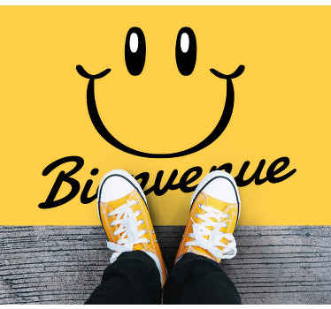 Tapis vinyle citation Smiley drôle jaune - TenStickers