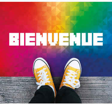 Tapis vinyle citation Bannière colorée et texte de bienvenue - TenStickers