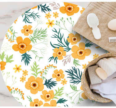 Orange flowers and leaves floral rug - TenStickers