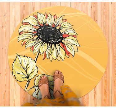 Alfombra vinílica flores flor de girasol brillante - TenVinilo
