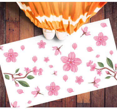 Vinyl Teppich Blumen rosa blütenmotiv - TenStickers