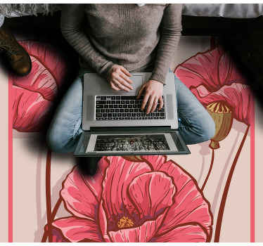 Művészi piros pipacsok szürke háttér virágos szőnyeg - TenStickers