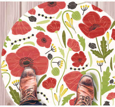 Red Poppy Blossoms floral vinyl rug - TenStickers
