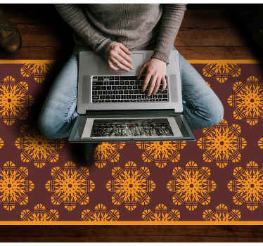 Gylden farge polsk blomstermønster blomsterteppe - Tenstickers