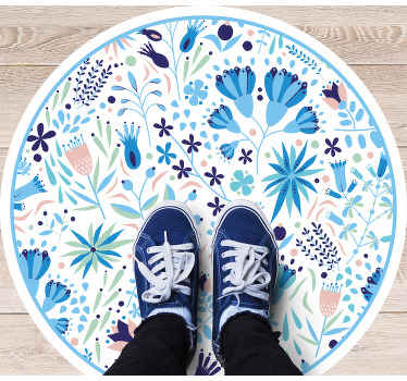 Krožno poljsko cvetje v modri cvetlični preprogi - TenStickers