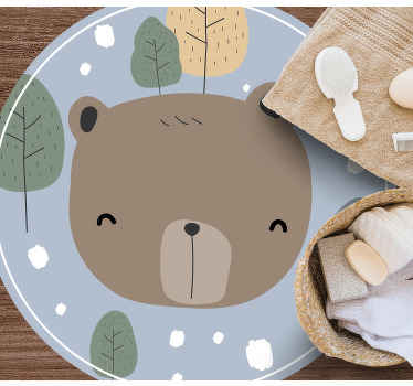 Alfombra vinílica infantil cara de oso feliz - TenVinilo