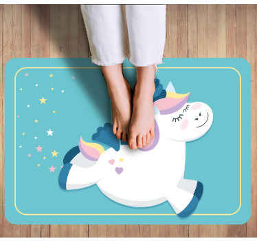 Alfombra vinílica infantil lindo unicornio al galope - TenVinilo