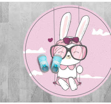 Tapete vinílico criança coelhinho fofo balançando - TenStickers