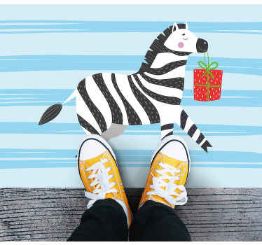Zebra med gave vinyltæpper med dyr - TenStickers