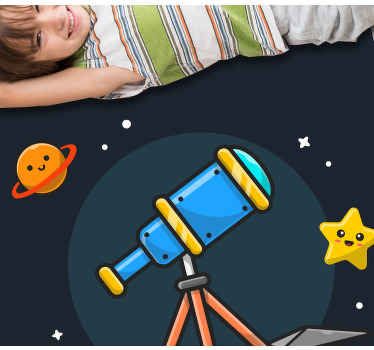 Science telescope cartoon space star vinyl rug - TenStickers
