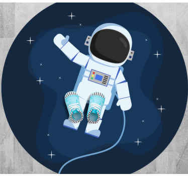 Floating spaceman cartoon star vinyl rug - TenStickers