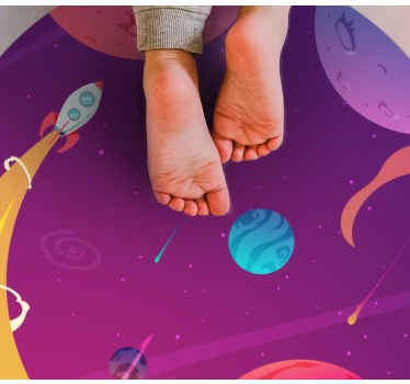 Cartoon rocket through space star vinyl rug - TenStickers