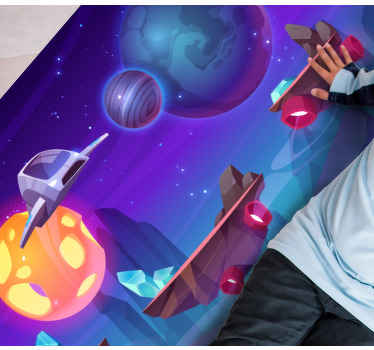 Cartoon spaceshuttle in space star vinyl rug - TenStickers