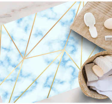 Tyylikäs geometrinen motiivi marmori vinyylimatto - Tenstickers