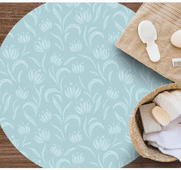 Kék lágy minta vinil szőnyeg virágok és növények - TenStickers