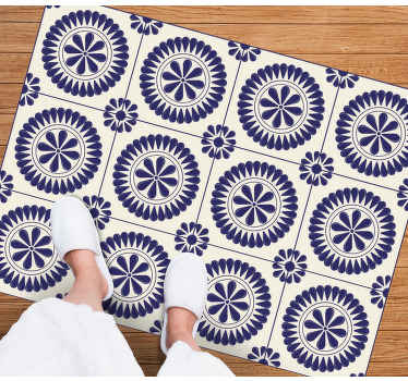 Dywan winylowy do łazienki w kolorze białym i niebieskim - TenStickers