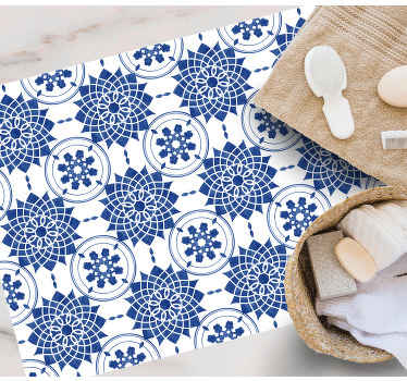 Blue circles tile style bathroom flooring - TenStickers