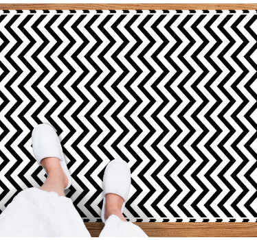 Chevron black and white geometric vinyl rug - TenStickers