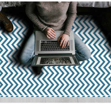 Beyaz ve mavi zikzak desenleri oturma odası halısı - TenStickers