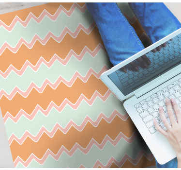 Bej ve mavi zikzak desen geometrik pvc halı - TenStickers