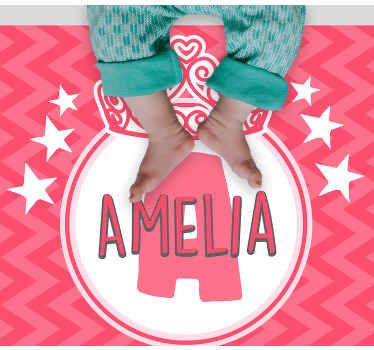 Prinsesse navn med stjerner og krone Vinyl teppe flere barn - Tenstickers