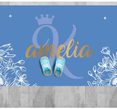 Gylden og blå prinsesse navn Vinyl teppe flere barn - Tenstickers