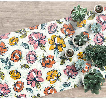 Colored abstract flower pattern floral rug - TenStickers