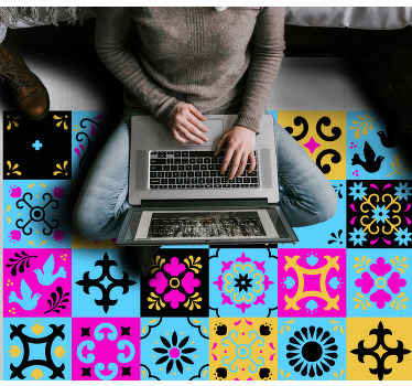 Tapis mosaique vinyle mosaïque à motifs colorés - TenStickers