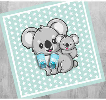 Alfombra vinílica infantil mamá y bebé koalas - TenVinilo
