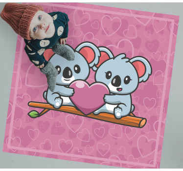 Aflombra vinílica animales Dos koalas cariñosos con corazón - TenVinilo