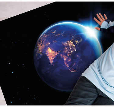 Tapis vinyle carte du monde vue de la planète terre - TenStickers