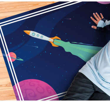 Alfombra vinílica estrellas nave espacial en órbita - TenVinilo