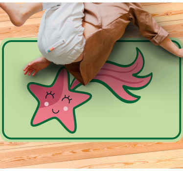 Vörös és zöld csillag bakelit szőnyeg - TenStickers