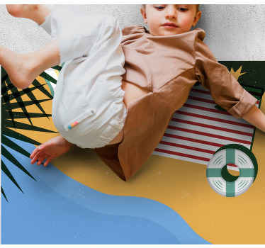 Covor vinil cu aspect de natura scenă de picnic pe plajă - TenStickers