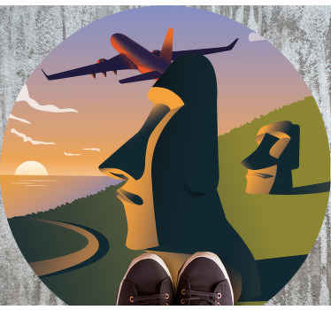 okrúhly vinylový koberec západ slnka na veľkonočnom ostrove - Tenstickers