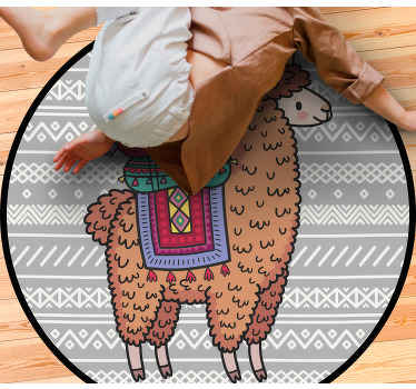 Vinylteppich kindlich lama mit sattel - TenStickers