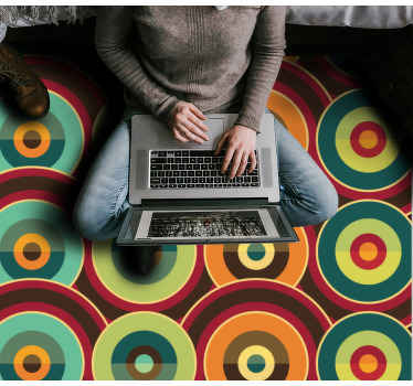 Canlı dairesel motif geometrik pvc halı - TenStickers