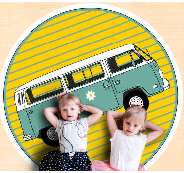 Vinyl Teppich Sterne oldtimer-van mit gänseblümchen - TenStickers