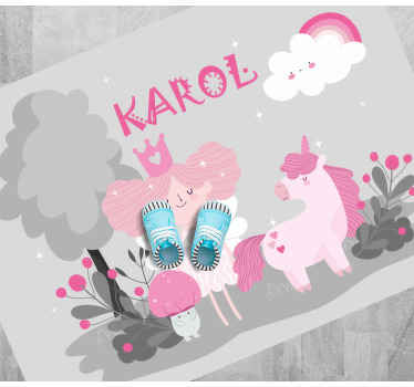 Princezná so zvieratami personalizovaná podložka - Tenstickers